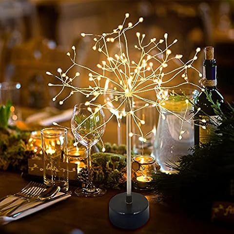 Chims Firework Centerpiece Lights,120 LED Fairy Light Banquet Table Centerpiece Lighting Decoration Star Pyrotechnics, Battery Operated Spirit Tree with Remote, for Dinner Indoor Christmas Party Decor Cover