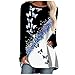 Tops pour Femme Ample Tunique Scolaire Manches Longues Tees Zippe DecontractéE Tops Famme Leger Polyester Papillon Encolure Dégagée Automne