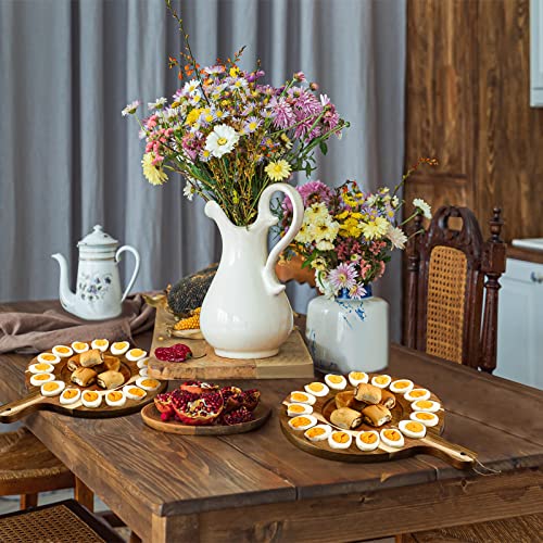 2 Pcs Deviled Egg Platter Reusable Wood Deviled Egg Tray Large Charcuterie Board Serving Platter Rustic Wooden Deviled Egg Holder For Cheese Food Kitchen Refrigerator Party Decor #TOP3