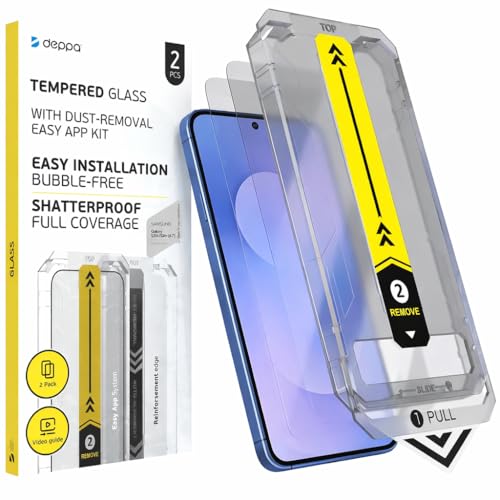 Deppa |2 Stück| Schutzfolie für Samsung Galaxy S25 FE (6,7') mit Smart-Schablone | FINGERABDRUCK-KOMPATIBEL | Stoßfest | Vollständige Abdeckung | Blasenfreie, einfache Installation