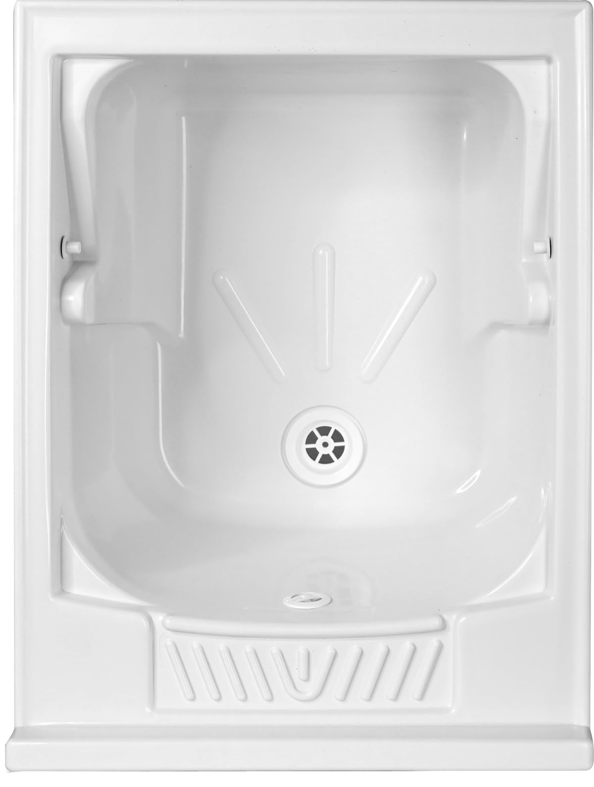 Lavatoio Lavapanni in Resina PP, Bianco, 45x60 Ideale per Ricambio o Installazione su Mobile o Piano da appoggio in Lavanderia o Cucina Incluso di Kit Sifoneria