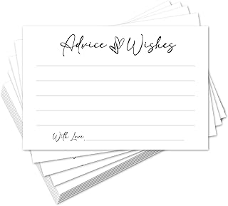 Advice and Wishes Cards Baby Shower Wedding, Suggestion Advice and Wishes for The Mr and Mrs Graduation, 25 Pack Bridal Shower Retirement Guest Book, Party Supplies/White 001