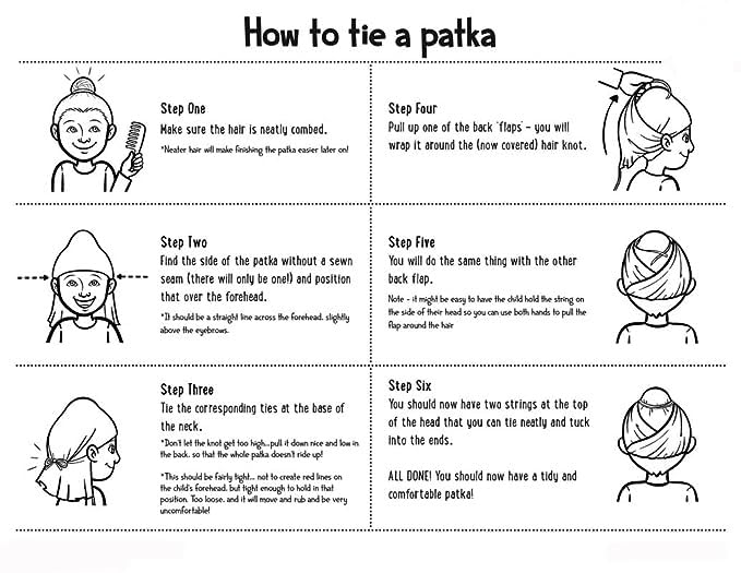 Cotton 4 Tani Patka - Four Tani/Strings/Taniyan Wala Patka/Sikh Kids & Boys Dastaar/Bandana - Pack of 5(black 2, yellow 1,white, maroon 1) free size3