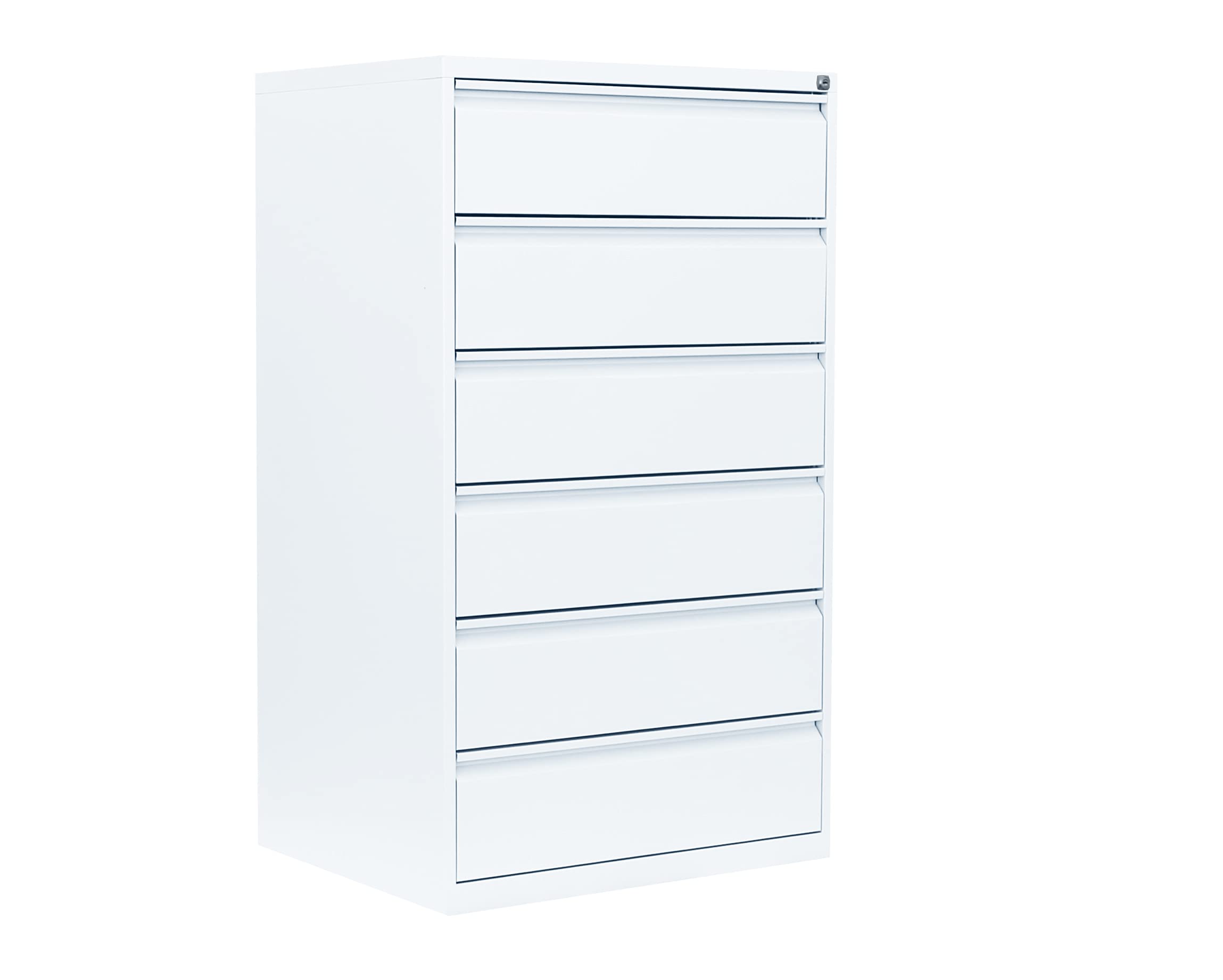 Lüllmann Karteischrank DIN A5 weiß 132x76x62cm 6 Schubladen quer dreibahnig