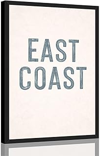 Framed East Coast Poster Canvas Print Art Wall Art Painting Pictures Wall Decor Vintage Rustic Home Decor Living Room Apartment (Black Framed,12" Lx18 W)