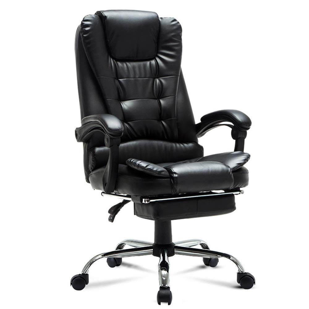 Ergonomiczny fotel biurowy Wysokie oparcie Duży i wysoki skórzany fotel biurowy Biuro dyrektorskie Komputerowe krzesło obrotowe - wytrzymała metalowa podstawa, regulowany kąt nachylenia, grube