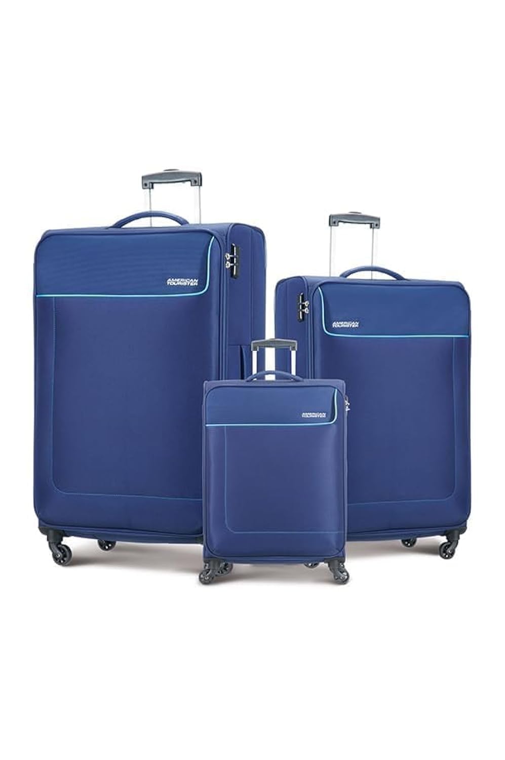 American Tourister Jamaica 3 PC Set (58 + 69 + 80 cm) Spinner - Navy - 3 Years Global Warranty