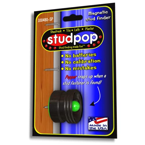 Studpop"Original" Magnetic Stud Finder.finds Metal Fasteners Holding The Wall Board To The Studs.unique 1" Diam Moving Magnet Gives Both An Audible Click And A Visual Movement When Fastener Is Found #TOP4