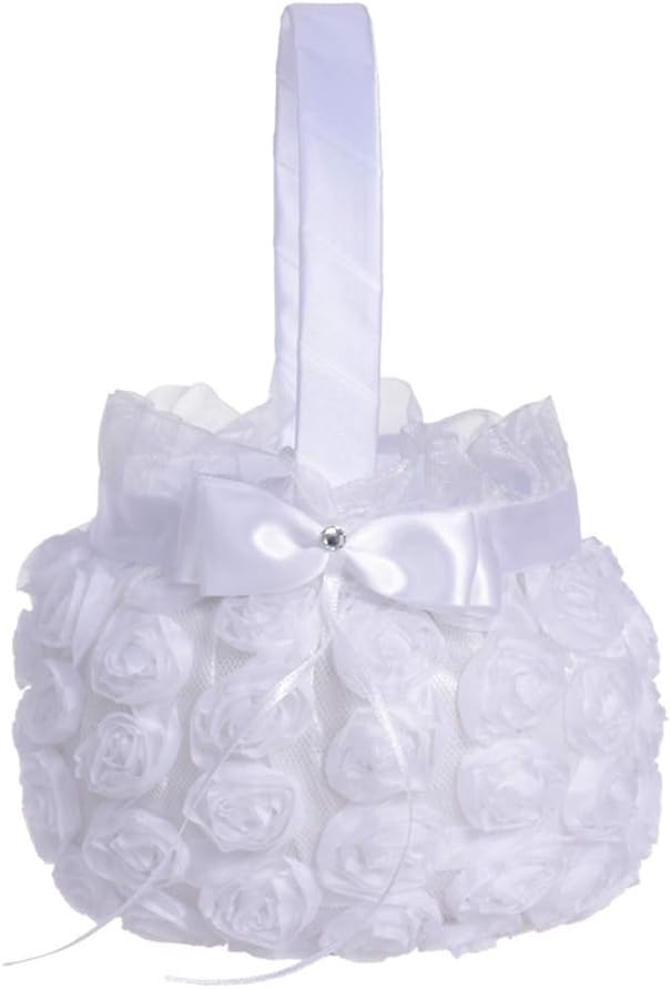 Flower Girl Basket Wedding Collection Traditional Ivory (NHL-05)