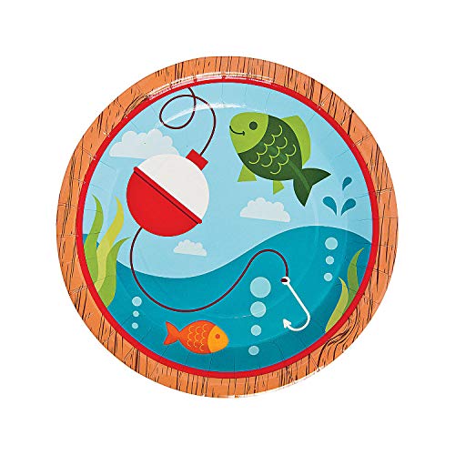 Fisherman Fishing Party Supplies Little Fisherman Gone Fishing Table Party Pack Bundle for 16 Includes Dinner Plates, Cups, Napkins and Banner