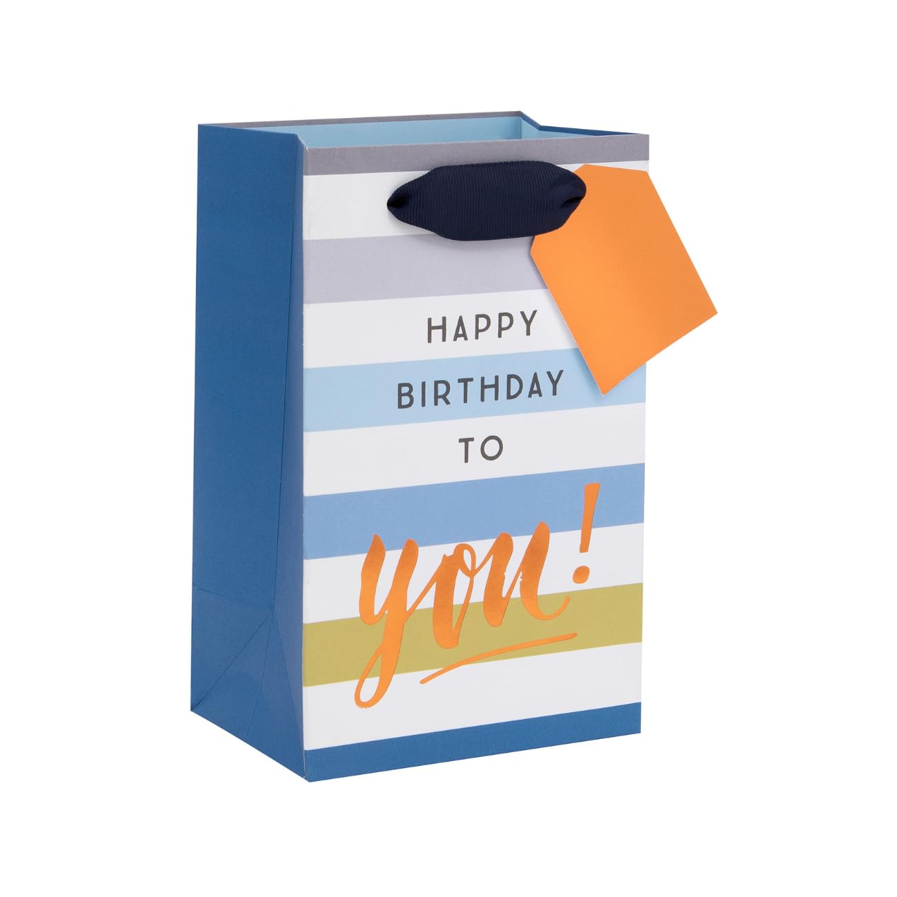 Ballyhoo Happy Birthday To You Perfume Gift Bag, Perfect for Smaller Presents, 12.7 x 20.3 x 10 cms, Blue Stripes