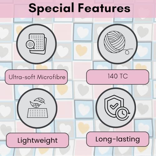 Image of MAFATLAL Plush 140 GSM Double Bed Sheet | Smooth Microfiber | Queen 90x100 | Lightweight, Soft & Vibrant | Pink & Light Blue