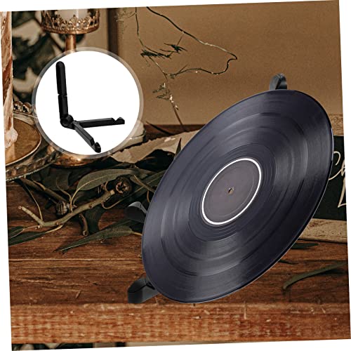 VOSAREA Porta-Discos De Vinil Prateleira Plástico Bicolor Preto