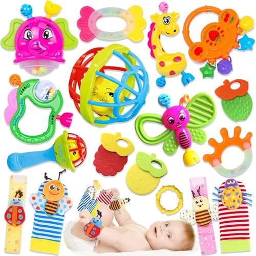 Image of Baby Rattles 0-6 Months: Baby Toys Rattles for Babies 6-12 Months Infant Toys 0-3 Months Newborn Toys Teething Toys 3-6 Months - Baby Rattle Socks Baby Gifts for Boy Girl
