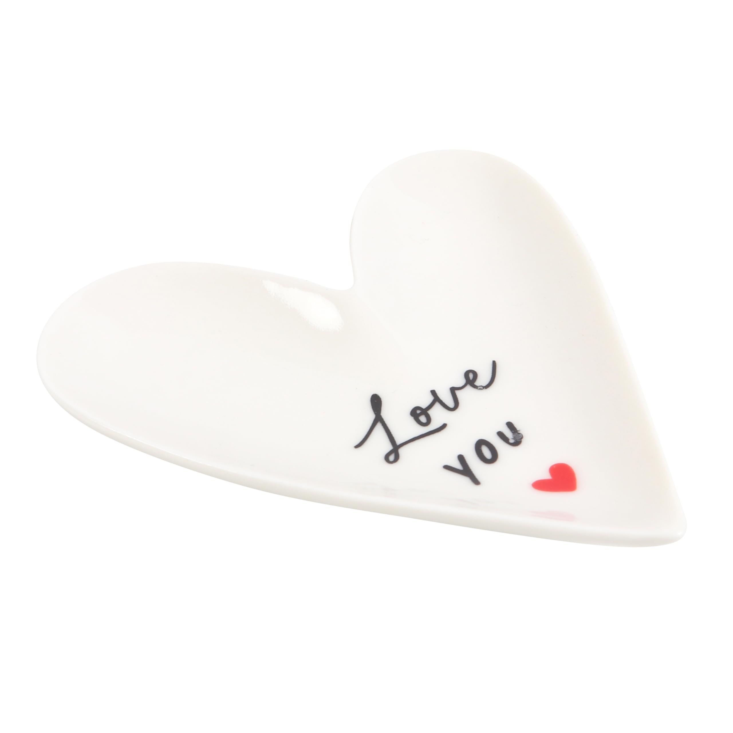 Love You White Ceramic Heart Shaped Trinket Dish Valentine Wife Girlfriend Lover