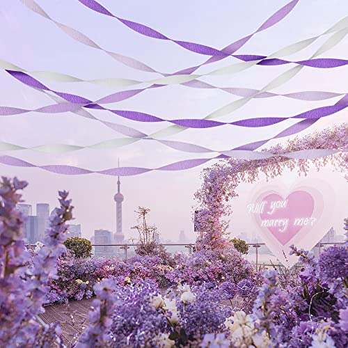 Hdo Crepe Paper Streamers, 8 Rolls 656 Ft Party Streamers Kit, White Purple Gradient Streamer Decoration For Birthday Anniversary Baby Shower Wedding Decorations, 1.8 Inch X 82 Ft/Roll #TOP5