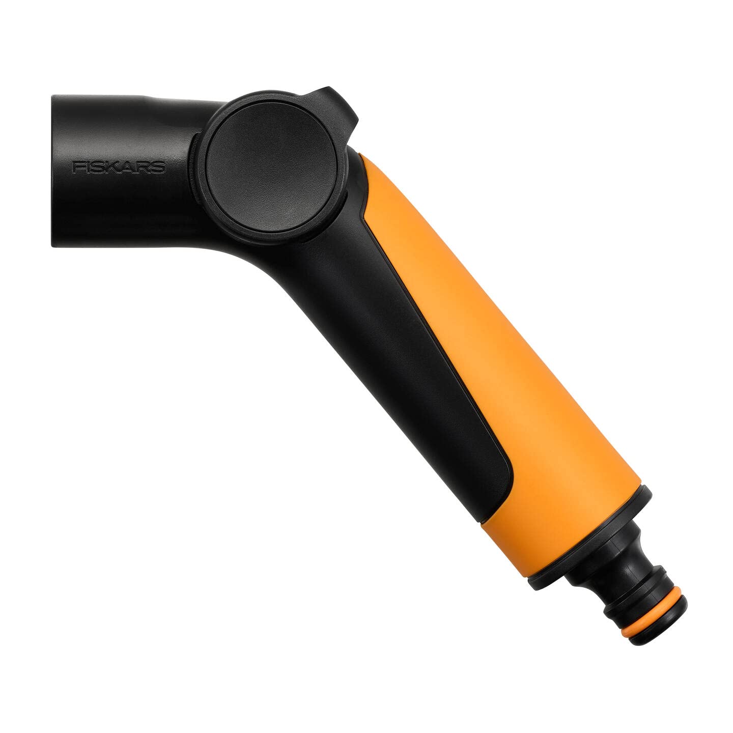 Fiskars Pistolet zraszający, 3 funkcje, strumień, mgiełka, strumień deszczowy, bezstopniowa regulacja przepływu za pomocą kciuka, rozmiar uniwersalny, czarny/pomarańczowy, 1065486