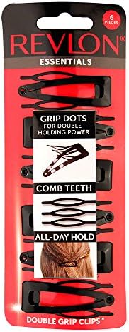 Revlon Double Grip Black Hair Clips, 6 count