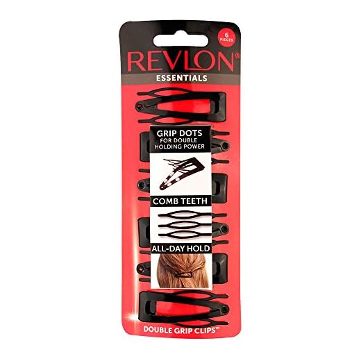 Revlon Double Grip Black Hair Clips, 6 count