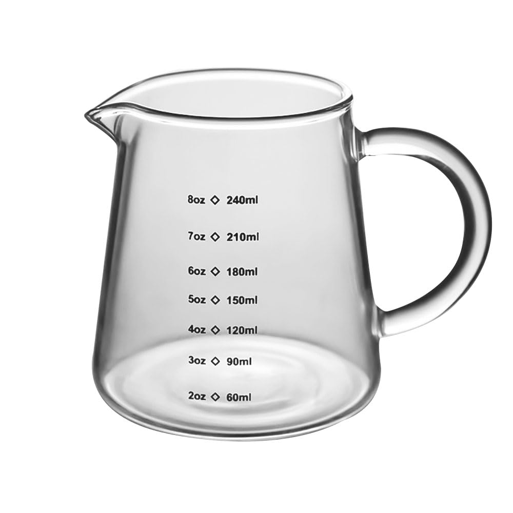 Hand brewed coffee sharing pot with scale, thickened heat-resistant milk glass cup (250ML)