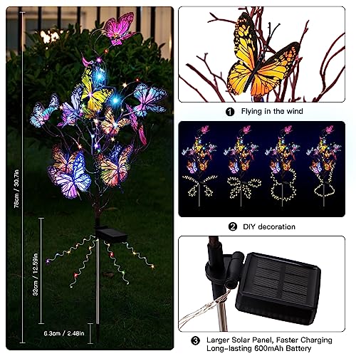 Butterfly Solar Garden Lights, 2 Pack, Multicolor, Outdoor, Yard Patio Pathway Decoration