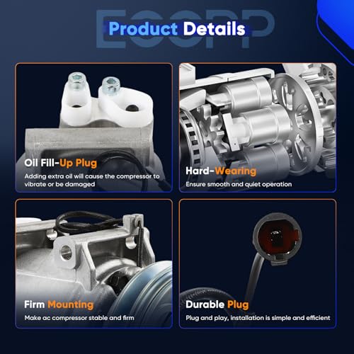 Image of ECCPP AC Compressor 2000-2004 for GMC W4500 W5500 Forward 4.8L | 2011-2018 for Isuzu for NPR 3.0L Fast Cooling AC Compressor with Clutch