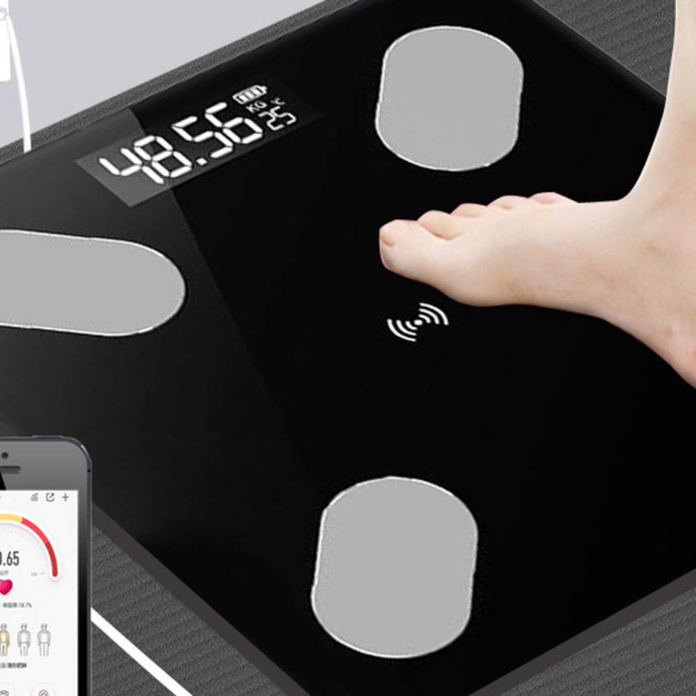 Uonlytech Báscula Electrónica De Salud Inteligente Báscula De Grasa Corporal Medición De Peso Corporal Para Uso Casa Negro