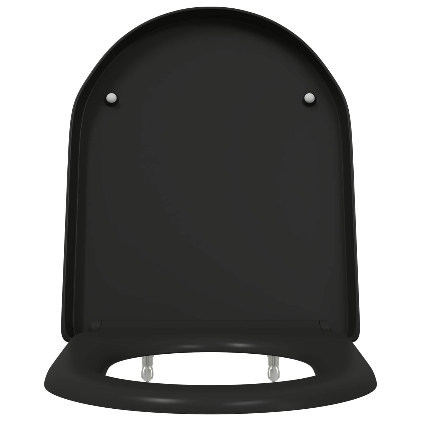Sedile WC nero, 49 x 36 x 4 cm, in duroplast, con cerniera a abbassamento automatico, per bagno, appartamento, ospiti, WC di ricambio, ristrutturazione