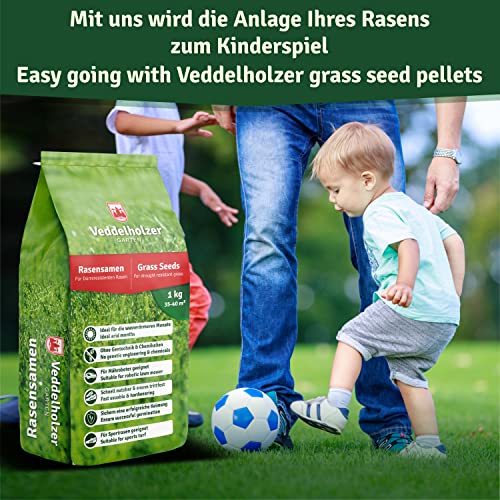 Foto von Veddelholzer Rasensamen dürreresistent für Trockenrasen & Schattenrasen Samen Grassamen schnellkeimend ideal als Saatgut für Sport und Spielrasen Rasen für Mähroboter im Garten geeignet 1 kg = 40 m²