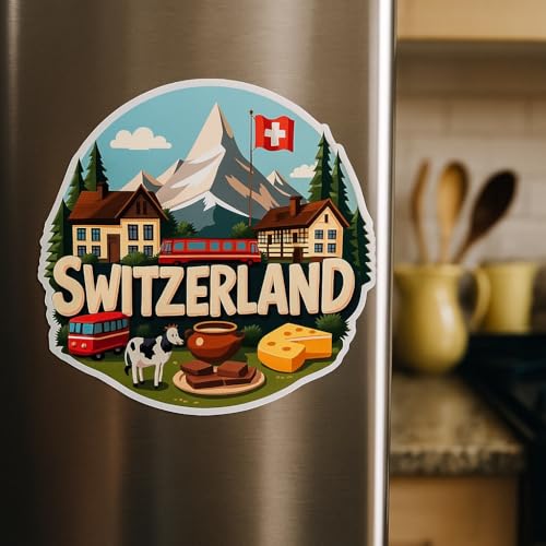 Image of Naxon Switzerland Country Theme Souvenir Wooden Refrigerator Stylish Fridge Magnet - Fridge Decoration Magnet for Kitchen & Home Decor | Perfect Souvenir Gift | Size 3x3 Inches | Pack of 1