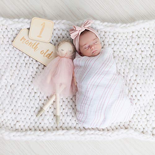 Image of Ely's & Co. Muslin Swaddle Blanket 3-Pack for Baby Girl - 100% Cotton Muslin Extra-Large Swaddle Blankets (47 inch x 47 inch) - (Mauve Pink Stars │ Solid Dusty Rose │ Dusty Rose Stripes)