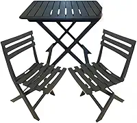 Kit Mesa Quadrada Dobrável com 2 Cadeiras de Plástico para Área Gourmet e Casa (KIT MESA + 2 CADEIRAS)
