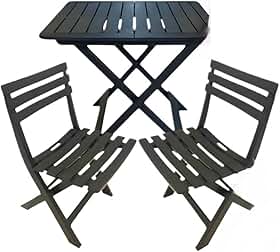 Kit Mesa Quadrada Dobrável com 2 Cadeiras de Plástico para Área Gourmet e Casa (2 CADEIRAS)