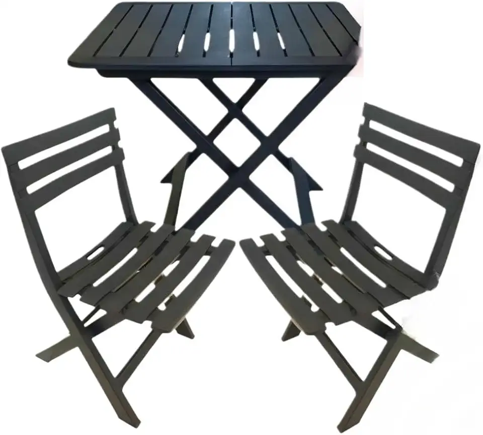 Kit Mesa Quadrada Dobrável com 2 Cadeiras de Plástico para Área Gourmet e Casa (2 CADEIRAS)