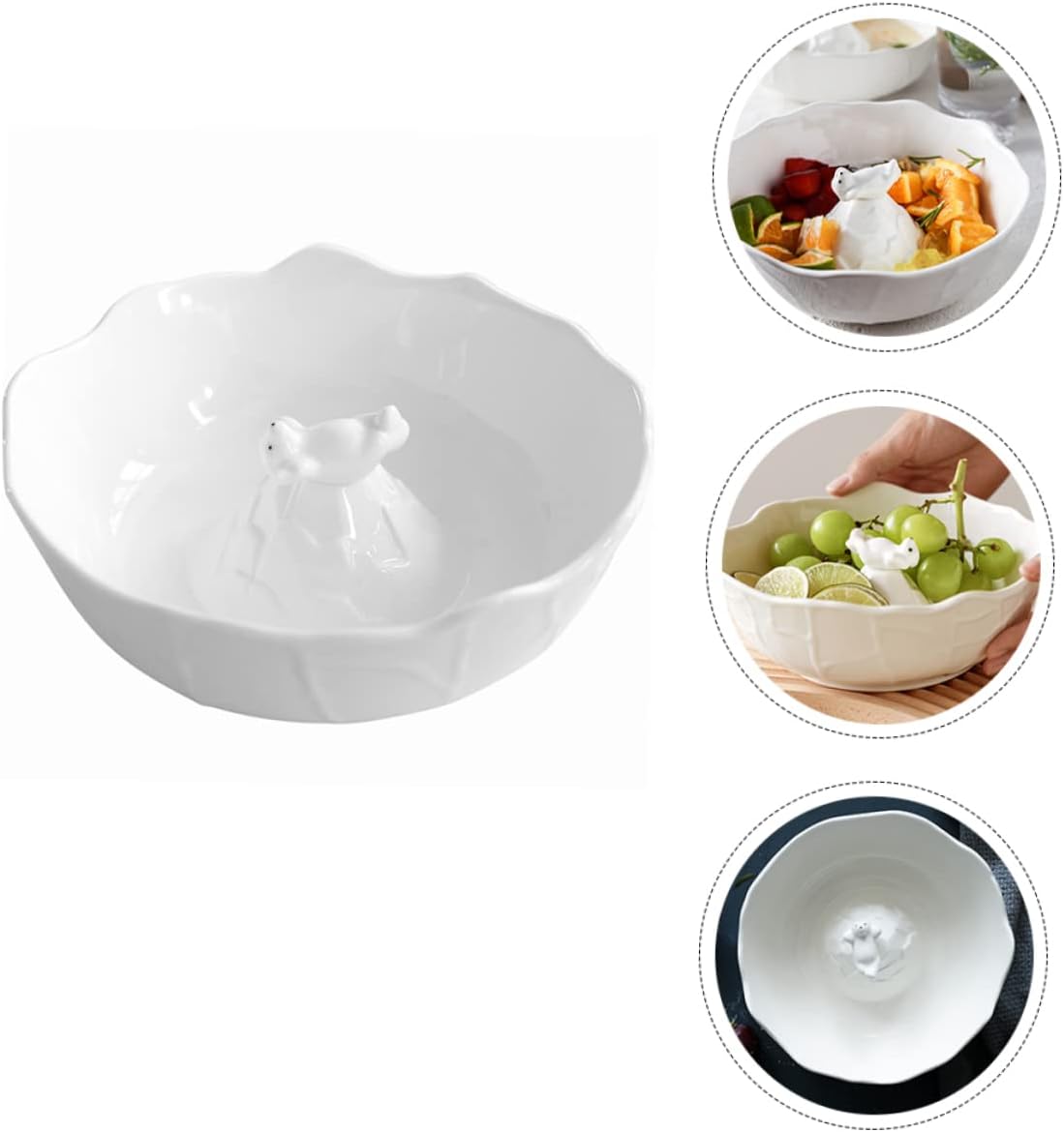 OUNONA Adorable Polar Bear Ceramic Dessert Serving Bowl Salad Snack Holder Engaging Kitchen Gadget for Home Dining Catering