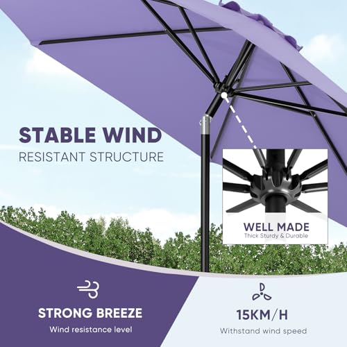Image of Tempera Patio Market Outdoor Table Umbrella with Auto Tilt and Crank, Large Sun Umbrella with Sturdy Pole & Fade Resistant Canopy, Easy to Set