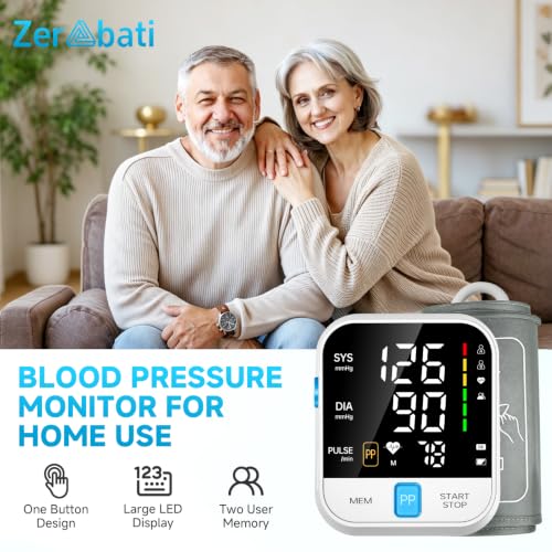 Image of Blood Pressure Monitor Upper Arm Automatic Digital BP Monitor with Large LED Backlit Display, Adjustable Wide Cuff 8.6 inch-15.6 inch,Dual User, Home Blood Pressure Machine with Storage Bag