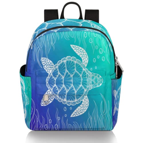 Mochila pequeña con diseño de tortugas marinas para niñas, mujeres, adolescentes, niños, escuela, viajes, casual, para el hombro, mochila, multicolor, Small Cover