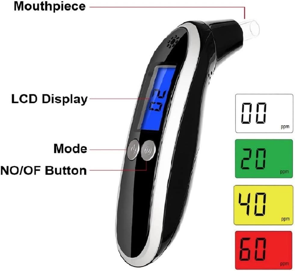 Ketone Breath Meter, Tracing Diet & Ketosis Status, Keto Breath Analyzer with 10 Mouthpieces (Black)