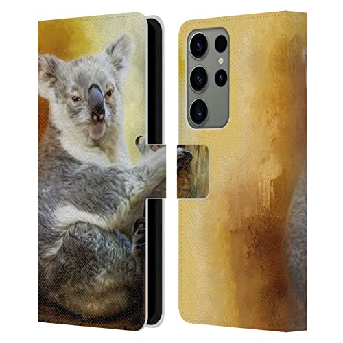Carcasa Samsung S23 Ultra con tarjetero y soporte plegable ilustración original koala de cuero