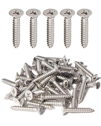 1 Inch Wood Screws #8 200pcs Flat Head Phillips Screws 18/8 (304) Stainless Steel for Sheet Metal, Deck, Cabinet, Hinges, Indoor & Outdoor Use by IMSCREWS