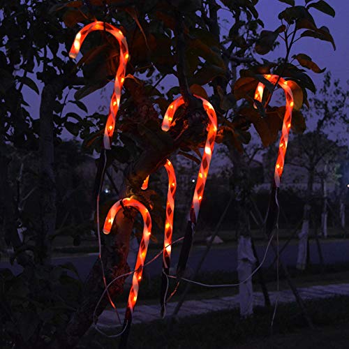Mobestech 4 Pcs Natal Candy Cane Pathway Lights Operado por Bateria Candy Cane Jardim Luzes Ao Ar Li