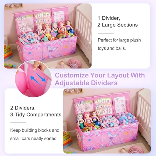 Image of Toy Box with Adjustable Divider Large Toy Chest Storage for Nursery Bedroom