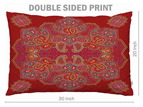 Ekobla FBA-PILLOW-LUX-A41 Throw Pillow Cover Red Paisley Floral Mandala Retro Ethnic Series Medallion Bohemian Boho Style Decor Lumbar Pillow Case Cushion For Sofa Couch Bed Standard Queen Size 20X30 Inch thumb #6
