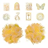 Scrapbooking Aufkleber, 360 Stück Scrapbook Zubehör Sticker Scrapbooking Vintage Transparente Dekorative Aufkleber Heißprägekante Klebende Aufkleber für DIY Grußkarten Scrapbooking Tagebuch