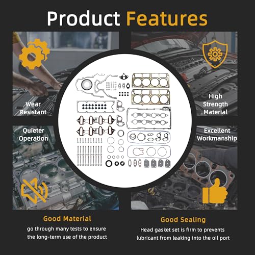 Image of Head Gasket Set with Bolts, 5.3 /4.8L for Chevy Avalanche /Silverado /Suburban /Tahoe /Trailblazer, for Buick Rainier, for GMC Envoy /Sierra /Yukon, for Saab 9-7X, 05-13, HS26191PT, ES72220(46pcs)