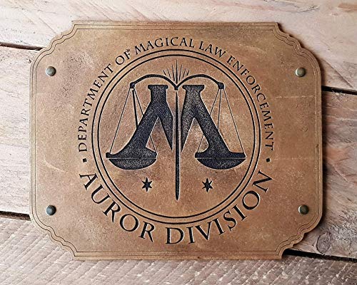 Harry Potter AUROR DIVISION Wood Sign. Join the Magic Law and fight the Deatheaters. Made of Wood and Hand painted and aged for a movie look