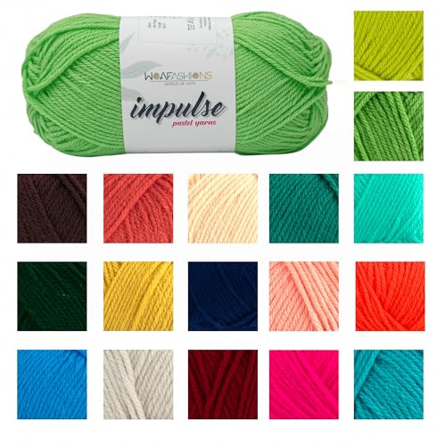 Image of WOAFashions Impulse Hand Knitting & Crochet Yarn, Premium Acrylic, 4 : Medium (Lime) (100gms / 3.5oz / 200mtr / 218yds)