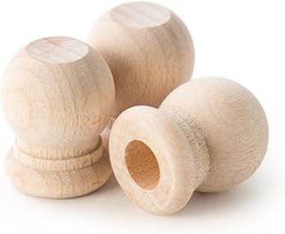 Pinehurst Crafts Remates de varilla de madera, 3/4 pulgadas de alto con agujero de 1/4 pulgadas, paquete de 50