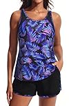 Hanna Nikole Modest Swimwear Women,Sport Tankini Sets,Swimming Costume Tummy Control,Two Piece Swimsuit,Adjustable Tankini Top with Built in Bottom Swim Shorts Bathing Suit with Pockets